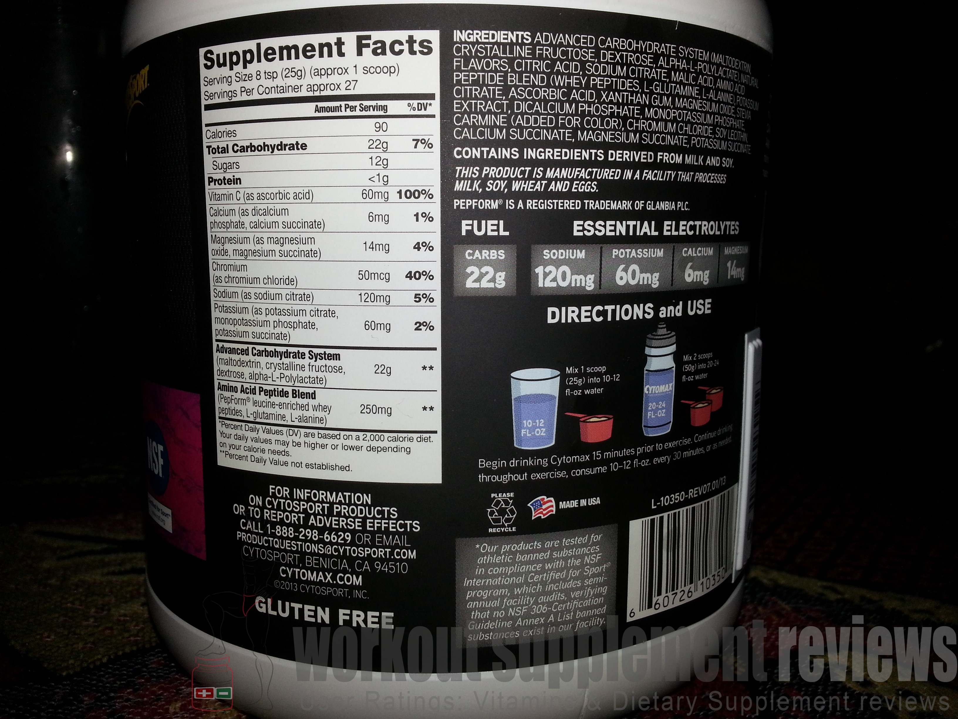 Cytomax supplement facts.