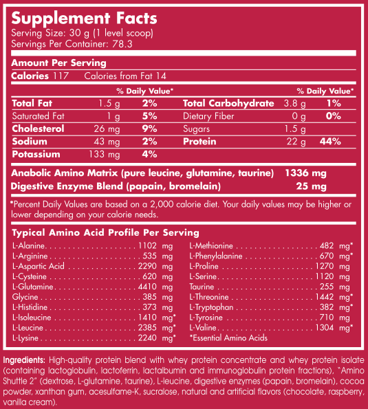 scitec-100-whey Supplement Facts