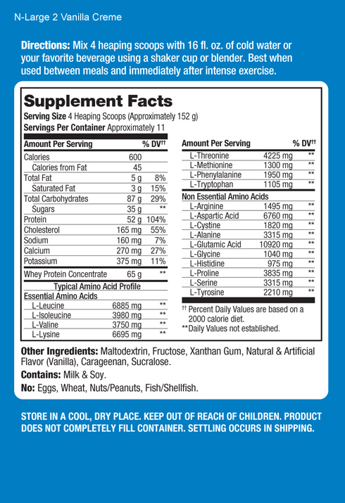 Prolab Nlarge Supplement Facts