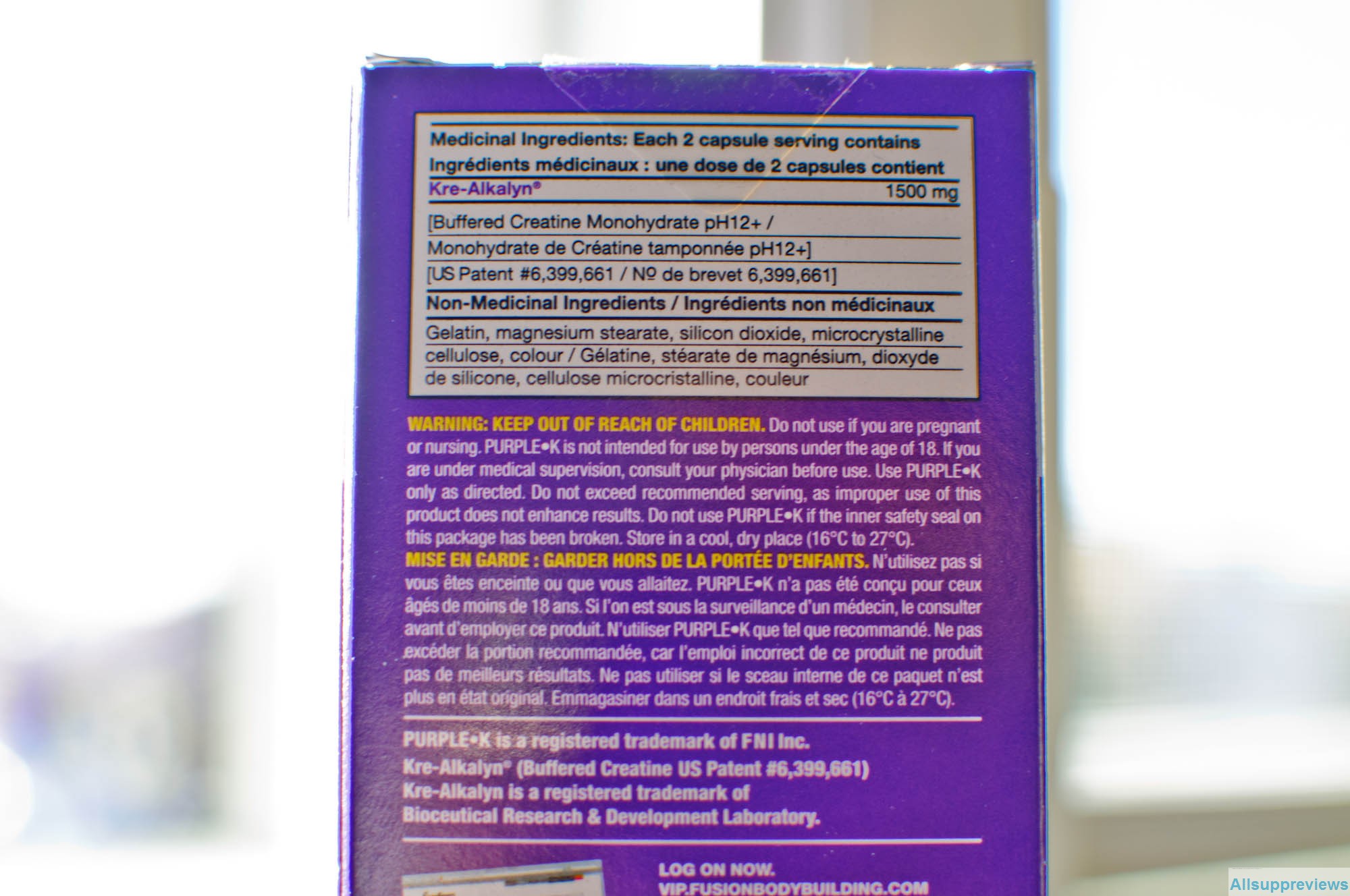 Purple K Supplement facts 