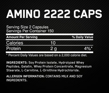 2222 Amino Supplement Facts
