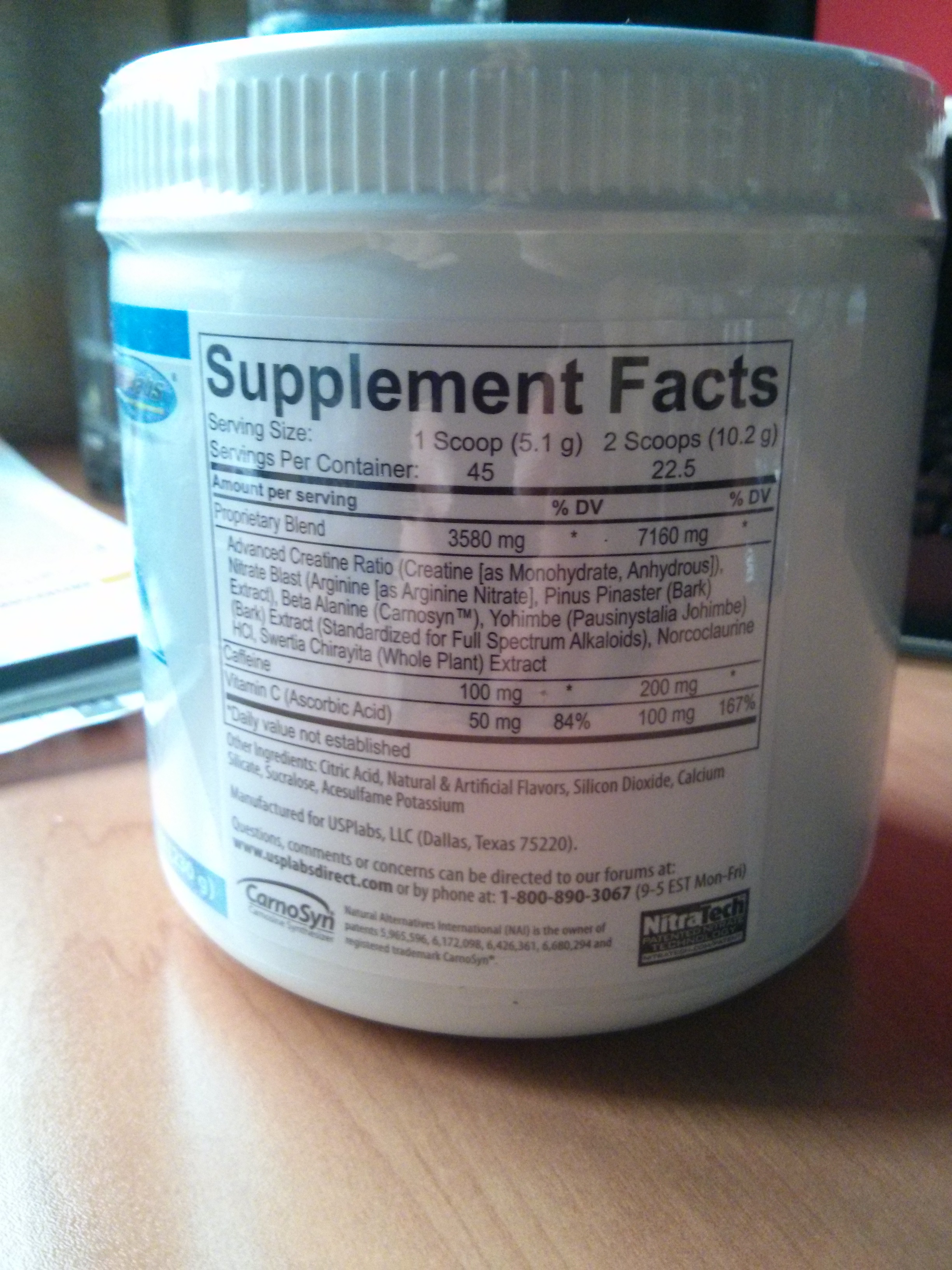 Jacked Advanced Supplement Facts