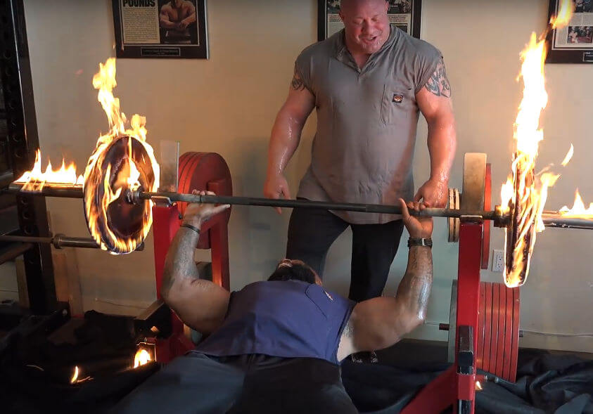 The Burning Bench Press in action